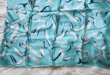 Tiffany & Co. 100% Silk Aqua Blue Designer Scarf Shawl Scarf Women Gift Boxed