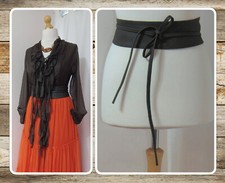 BNWT, QUIRKY, LAGENLOOK, GENUINE LEATHER, DARK BROWN, ITALIAN, OBI, SASH BELT