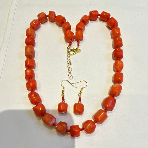 Natural orange coral necklace
