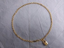 Vivienne Westwood Gold with White Padlock Pendant Chain Necklace Hook Clasp