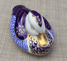 Royal Crown Derby Bone China Duck Paperweight Gold Stopper
