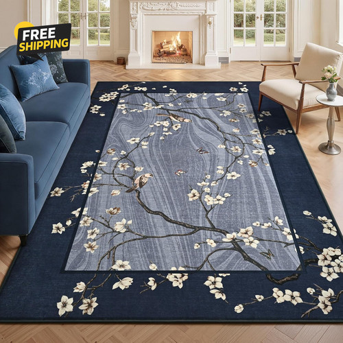4x6 navy blue floral - 4x6,