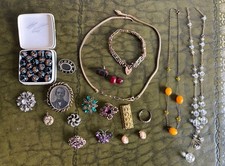Joblot Collection Of Antique & Vintage Costume Jewellery 