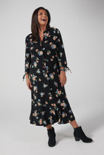 Du Jour Julia Roberts (QVC) Printed  Jersey Dress  Size 12 black Print  New