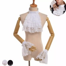 Victorian Collar Halloween Lace Jabot Cuffs Detachable Collar & Wrist Cuffs