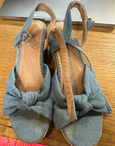 Blue denim look - denim, wedge