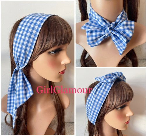 Royal blue gingham headband - gingham,