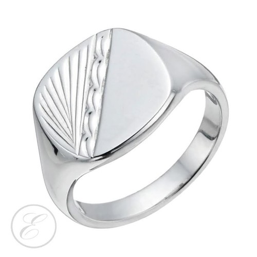 Men silver signet ring - signet,
