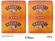 8 X Wrights Coal Tar Soap 100g Bar Traditional Antiseptic All Skin Types