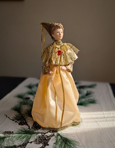 Gold porcelain christmas angel - gold,