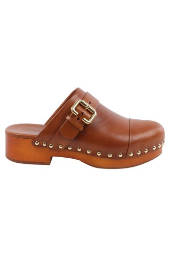 Chloé brown leather clogs - leather,