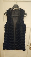 Black Faux Fur Long Gilet –