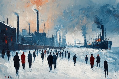 Lowry style canvas picture - style,