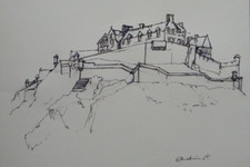 Ink drawing Edinburgh castle