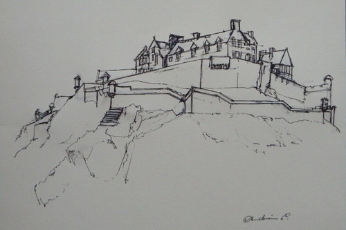Ink drawing edinburgh castle - edinburgh,