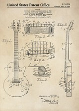 Patent Print - Gibson / Guitar / Les Paul - Vintage Poster Wall Art - A4