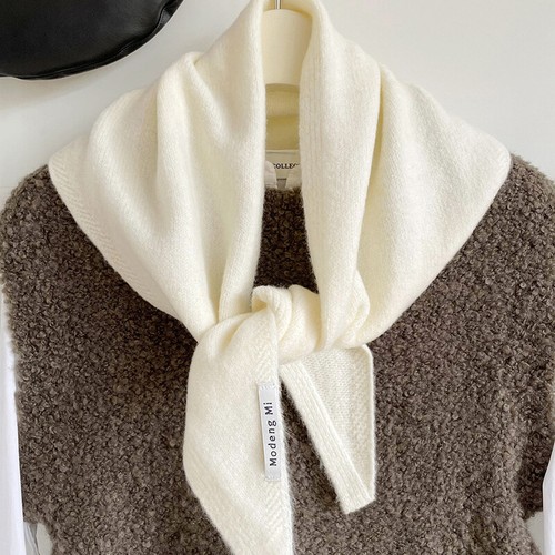 Wool knitted triangular scarf - wool,