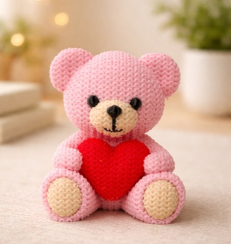 Pink teddy bear with love - pink,