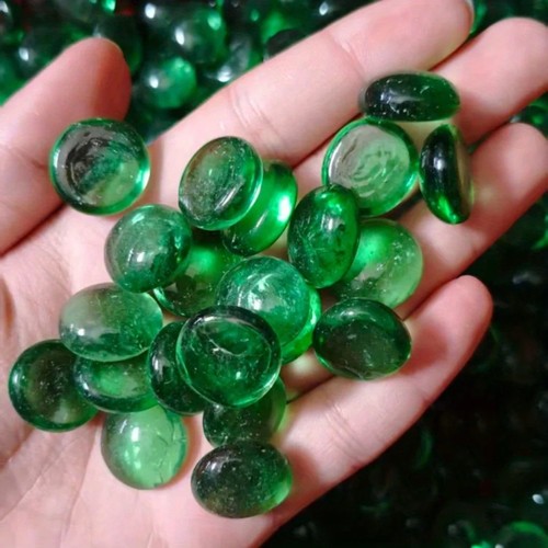 Flat glass marbles vase - flat,
