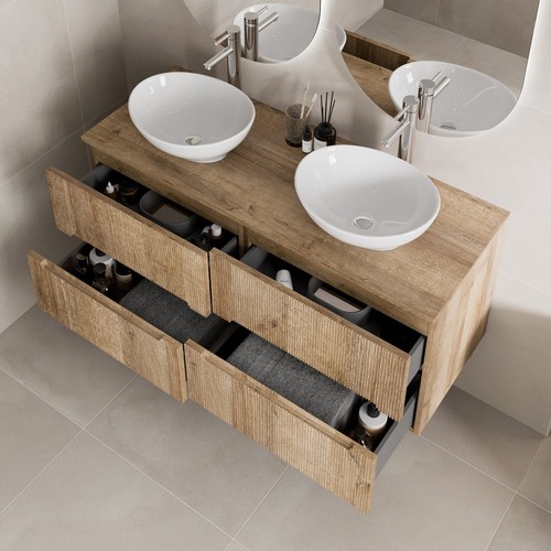 1200mm oak vanity unit - oak, double