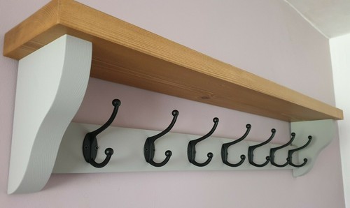 Wooden coat rack with shelf - rack, 7