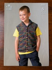 King Cole 3552 knitting pattern child DK shawl collar cardigan & waistcoat