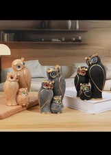 1Pc Resin Three Owl Statue Ornaments, Owl Statue for Home, Shelf, Living Room