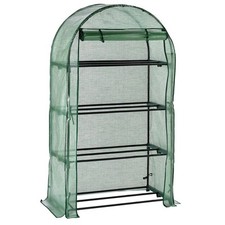 McGregor 4 Tier Mini Greenhouse No Top Bar and Rope 4 Shelves Zip Door