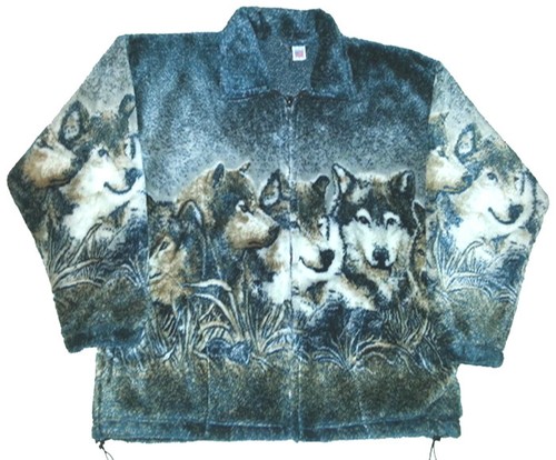 Wolf faces plush fleece - plush,