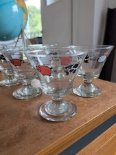 6 Glasses Bowls Icecream Sundae Desert Fruit Prawn Cocktail Home Farm Style RARE