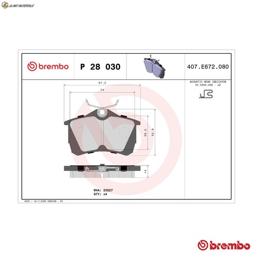 Brake pad set disc - brake, p