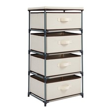 4-Tier Tall Closet Dresser with Drawers - Clothes Organizer and Storage (Beige)