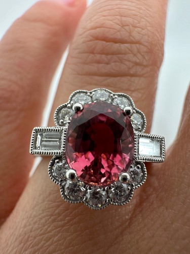 Platinum oval pink tourmaline - platinum,
