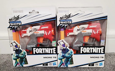 2x Nerf Fortnite Micro TS MicroShot Blaster Guns with 2 Foam Darts Pair