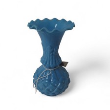 Small Antique Blue Mid Century French Opaline Bud Vase Vintage Preloved