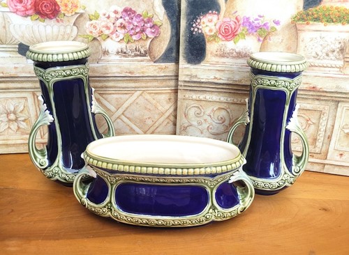 French barbotine majolica - barbotine, 3pc