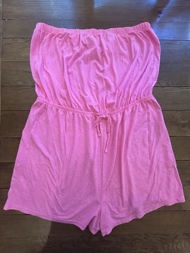 Papaya pink bandeau playsuit - papaya,