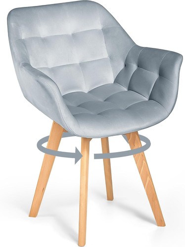 Grey velvet swivel armchair - swivel,