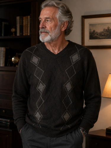 Men black neck - v-neck, jumper