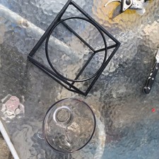 Pet Feeder Glass Bowl Cat Small Dog Metal Base Moonlight Design High Base