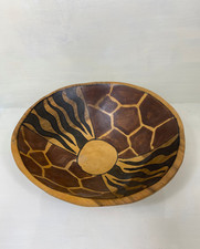 African Style Wooden Bowl Giraffe Jungle Design 29cm Decorative