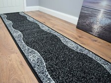 Black carpet runner bordered - black,