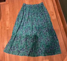 Vintage Anokhi Indian cotton voile skirt size 14/16 green purple flower print  