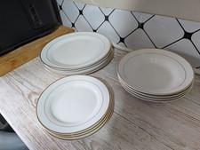12 Piece Dinner Set, Service for 4, White china with Gold Trim Brand New