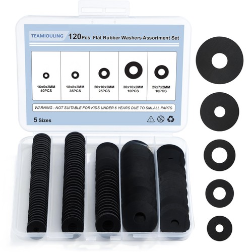 120pcs rubber washers assorted - rubber,
