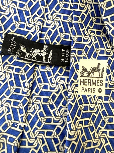 Hermes tie blue and - hermes, white