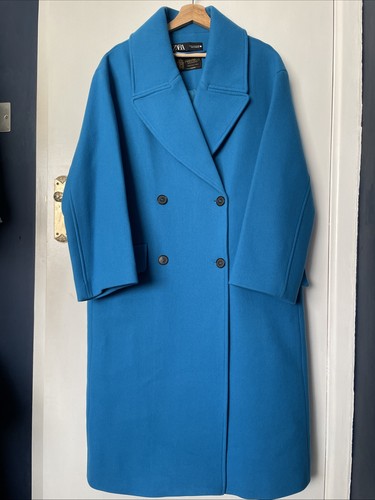 Zara blue double breasted long - blue,