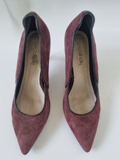 Long Tall Sally LTS Burgundy with Black Trim Pig Skin Shoes/Courts - UK 8 Sample