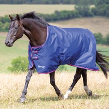 Shires Waterproof Standard Neck Lightweight Turnout Rug Fill 100g Navy/Pink