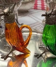 Pair red Glass Bird Decanter